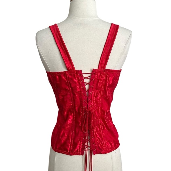 EMPIRE Intimates Red Satin Jacquard Corset Top Lingerie Victorian Edwardian 40 - Picture 8 of 16
